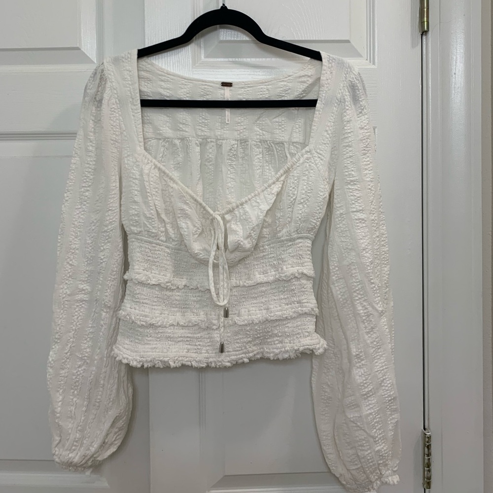 White long sleeve free people top